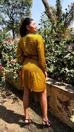 Thumbnail for Noroke Yellow silk cut out short dress - Distacart