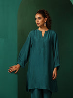 Thumbnail for trueBrowns Teal Silk Relaxed Placket Co-ord Set - Distacart