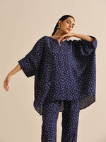 Thumbnail for trueBrowns Blue Bandhani Silk Printed Boxy Fit Co-Ord Set - Distacart