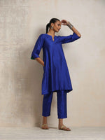 Thumbnail for trueBrowns Blue Silk Kurta Co-ord Set - Distacart
