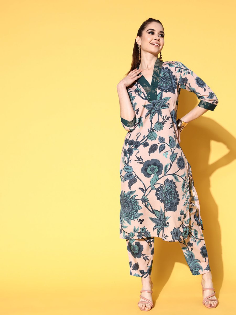 Ahalyaa Women Floral Printed Kurta with Trousers - Distacart