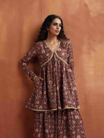 Thumbnail for trueBrowns Brown Print Sharara Set - Distacart