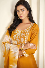 Thumbnail for BulBul Shreya Silk Mustard Kurta Set with Dupatta