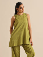 Thumbnail for trueBrowns Green Dobby Sleeveless Co-Ord Set - Distacart