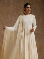 Thumbnail for trueBrowns Ivory Gold Cotton Anarkali Set - Distacart