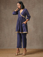 Thumbnail for trueBrowns Blue Bandhani Printed Silk Co-Ord Set - Distacart