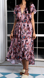 Thumbnail for Noroke Sustainable fabric | Bemberg Brown Printed High Low Dress - Distacart