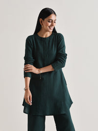 Thumbnail for trueBrowns Dark Green Front Placket Co-Ord Set - Distacart