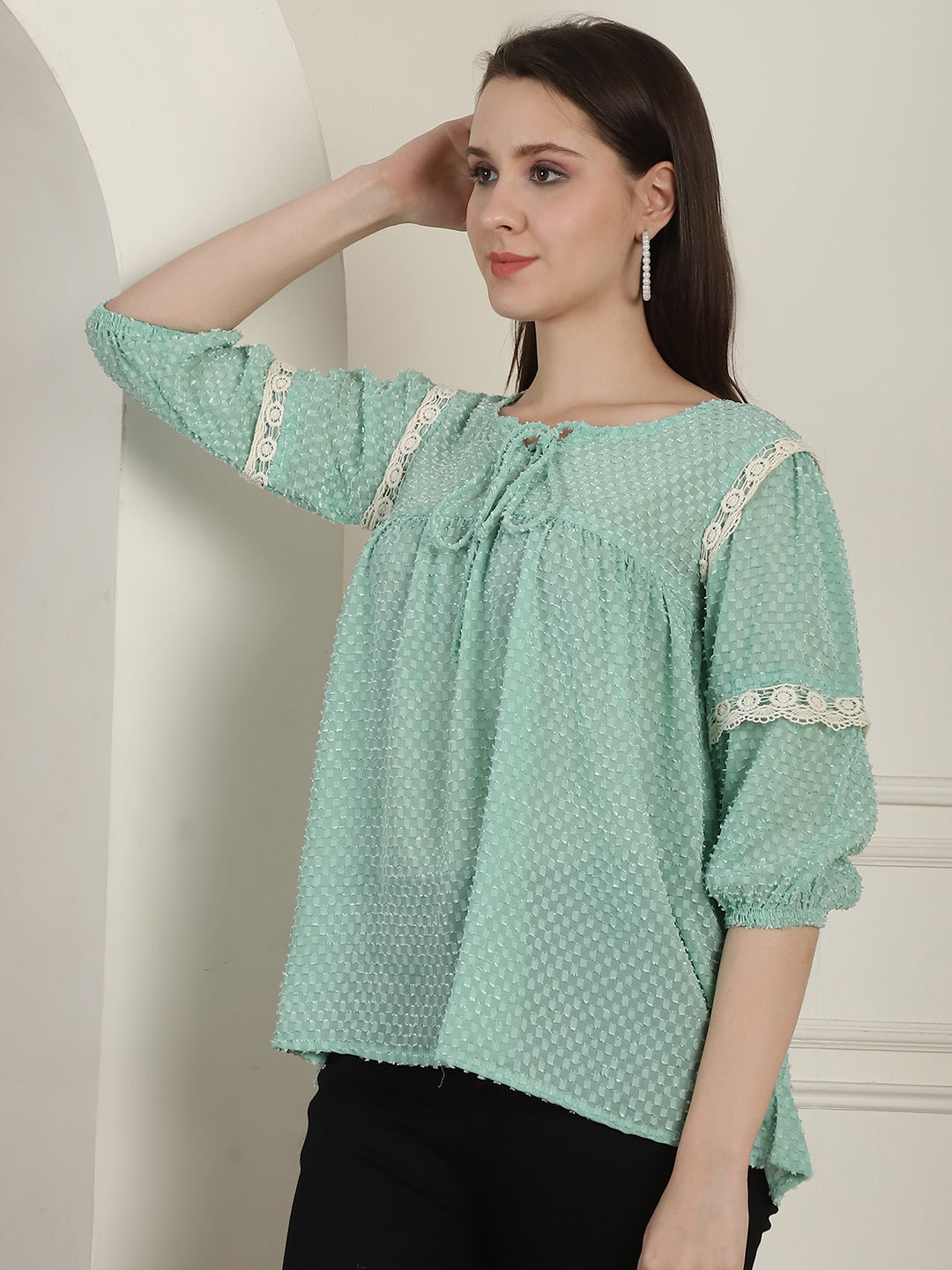 Green Peplum Women's Top - Rasiya