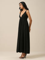 Thumbnail for trueBrowns Black Slub Texture Sleeveless Dress - Distacart