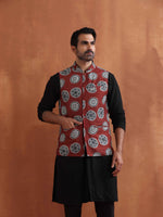Thumbnail for trueBrowns Men's Rust Printed Nehru Jacket - Distacart