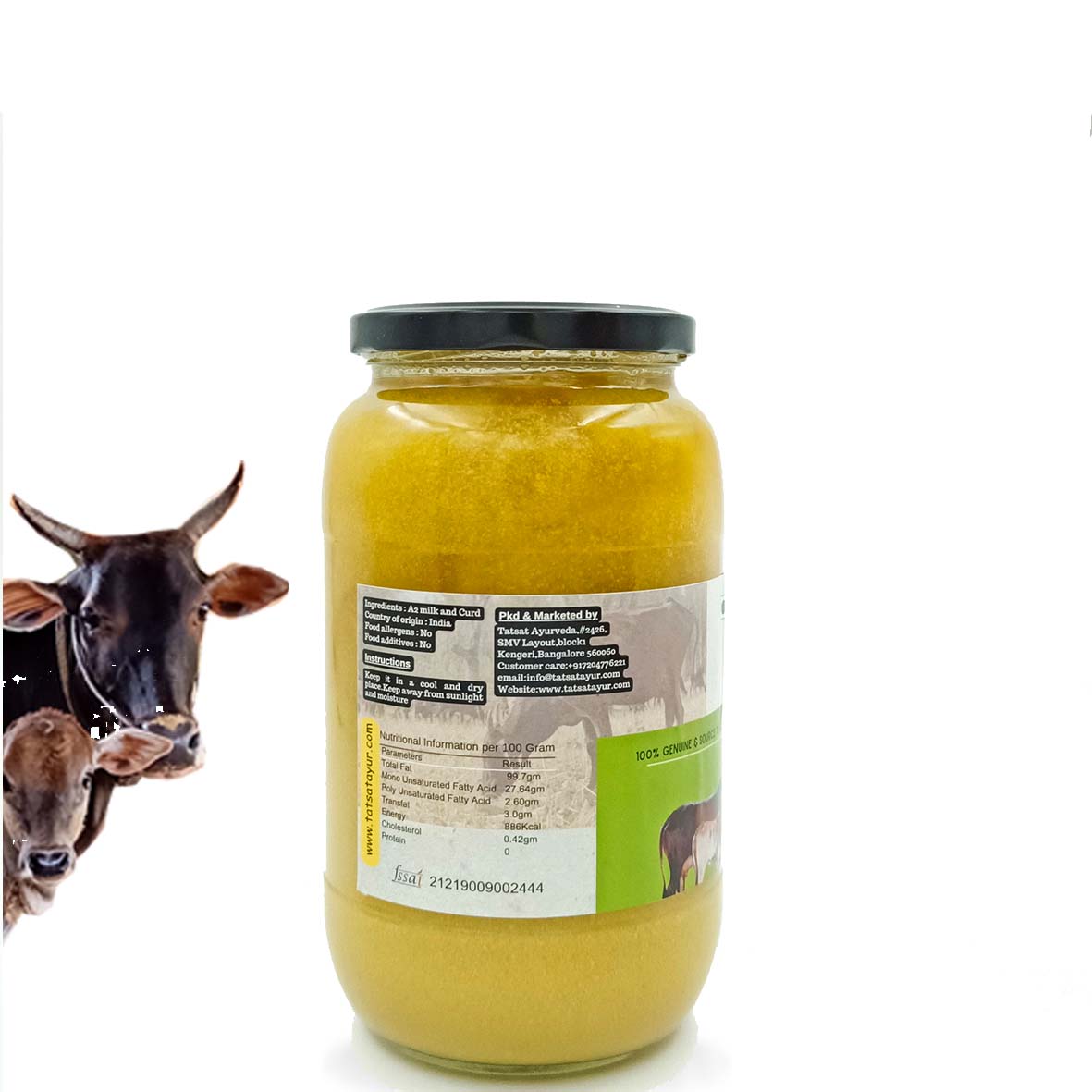 Gorochana 100% Source Traceable Desi Malnad Gidda A2 Full Moon Day Bilona Cow Ghee - Distacart