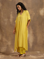 Thumbnail for trueBrowns Lime Lehariya Printed Silk Kaftan Pant Set - Distacart