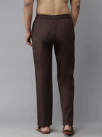 Thumbnail for Fabmade Men's Brown Cotton Linen Pyjama - Distacart