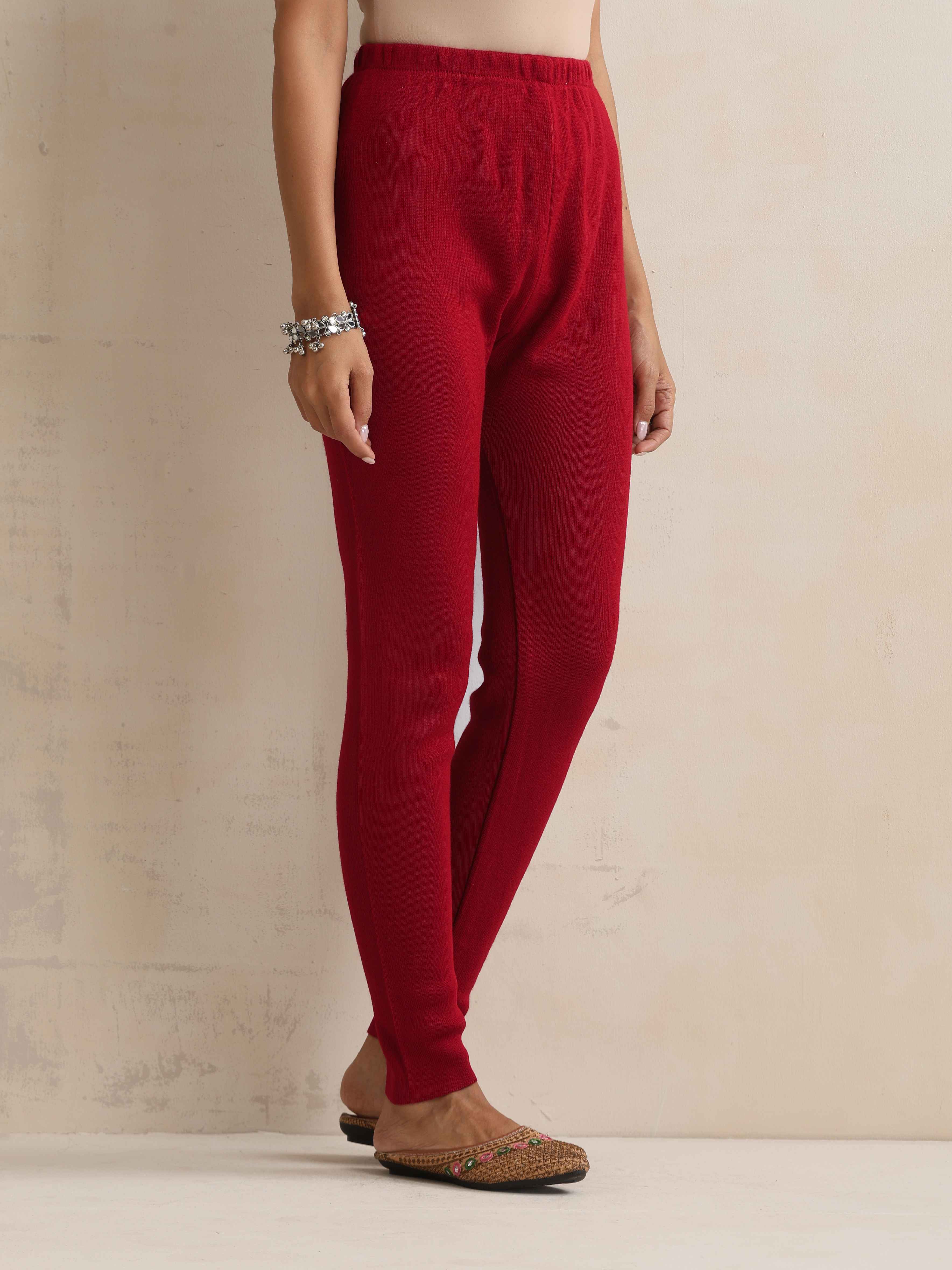 trueBrowns Maroon Woollen Leggings - Distacart