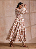 Thumbnail for trueBrowns White With Red Yellow Buta Block Print Cotton Kurta Pant Dupatta Set - Distacart