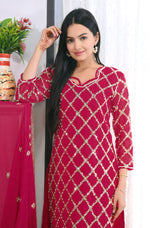 Thumbnail for Teeya Creation Rani Color Faux Georgette Silk Heavy Embroidery Work Fully Stitched Salwar Suit - Distacart