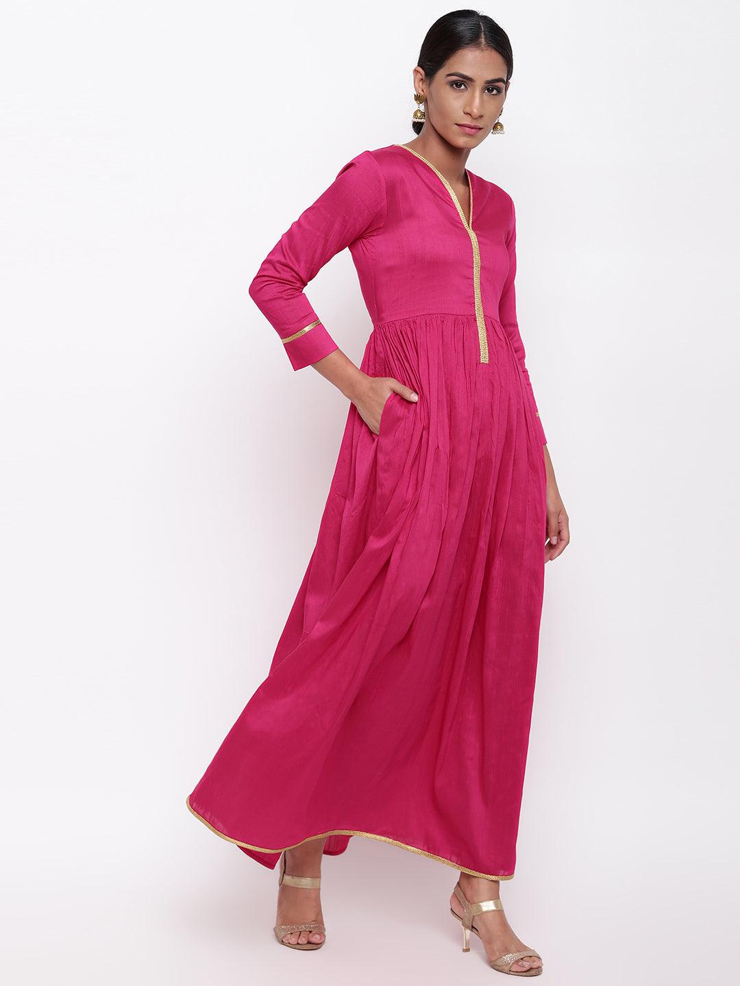 trueBrowns Pink Gold Lace Dress - Distacart