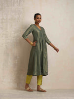 Thumbnail for trueBrowns Green Tissue A-line Kurta Set - Distacart
