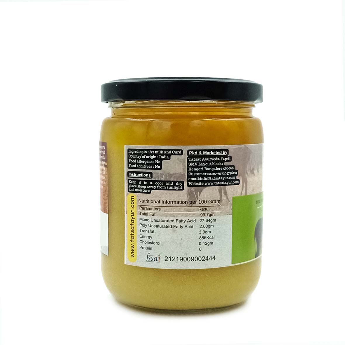 Gorochana 100% Source Traceable Desi Malnad Gidda A2 Full Moon Day Bilona Cow Ghee - Distacart