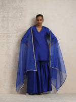 Thumbnail for trueBrowns Electric Blue Sharara Dupatta Set - Distacart