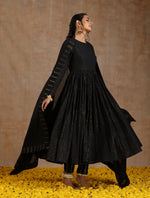 Thumbnail for trueBrowns Black Gold Cotton Anarkali Set - Distacart