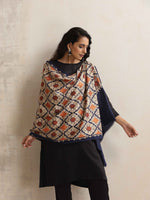 Thumbnail for trueBrowns Navy Blue Embroidered Woollen Stole - Distacart