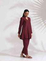 Thumbnail for trueBrowns Maroon Dobby Co-ord Set - Distacart