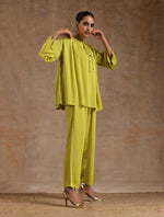 Thumbnail for trueBrowns Lime Modal Satin Shoulder Pleat Co-Ord Set - Distacart