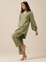 Thumbnail for trueBrowns Sage Slub Textured Short Co-Ord Set - Distacart