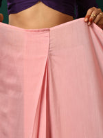 Thumbnail for trueBrowns Pink Purple Muslin Silk Ready to Wear Saree - Distacart