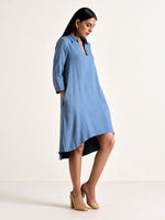 Thumbnail for trueBrowns Light Blue Short Collared Dress - Distacart