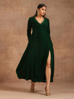 Thumbnail for trueBrowns Green Velvet Dress - Distacart