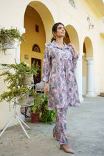 Thumbnail for Vaasva Women Lavender Muslin Printed Shirt & Pant Set - Distacart