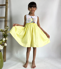 Thumbnail for ArthLife White And Yellow Unicorn Embroidered Dress - Distacart