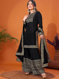 Thumbnail for Kalini Foil Printed Long Sleeves Regular Kurta With Palazzos & Dupatta