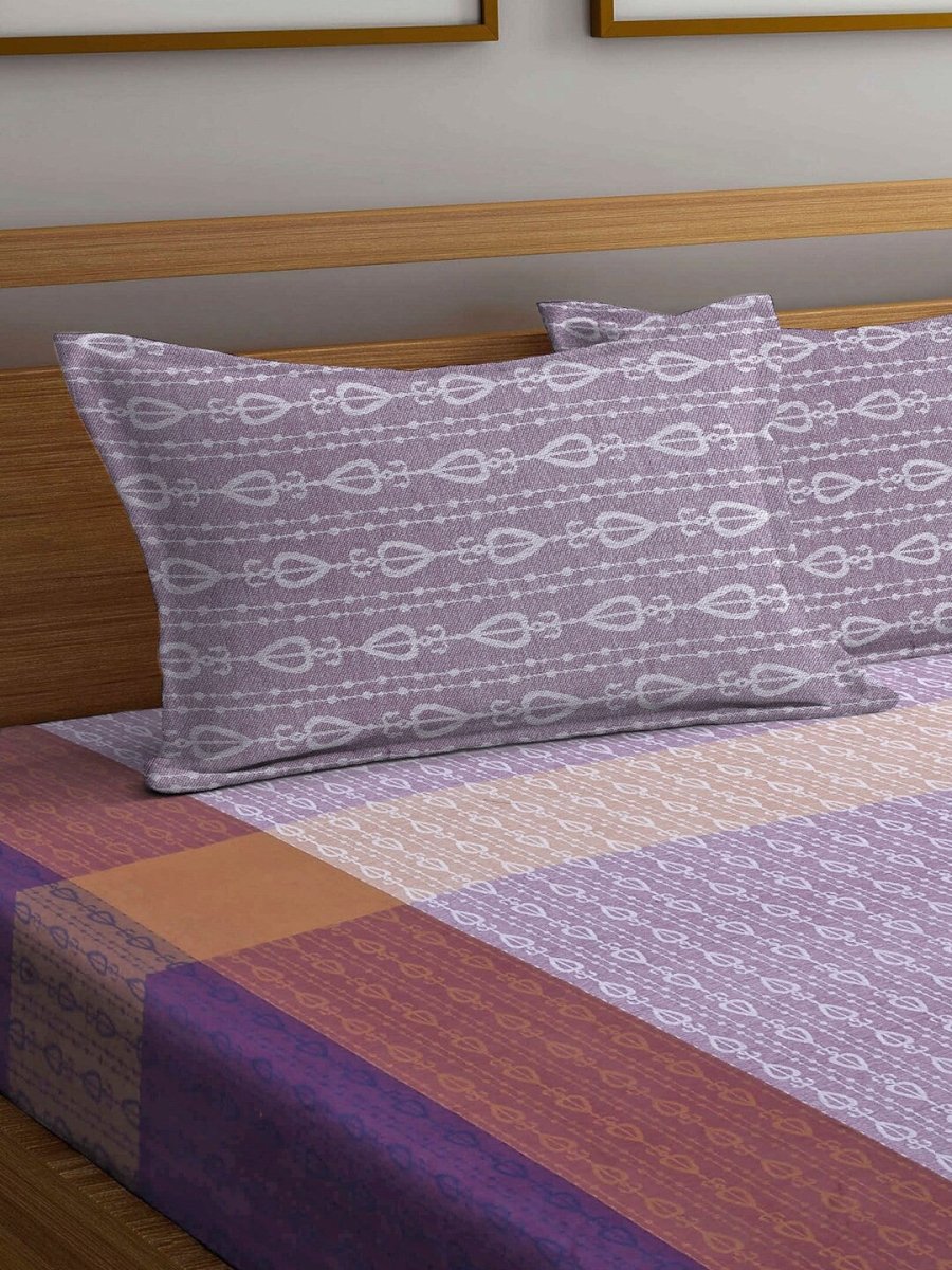 Arrabi Multicoloured 300 TC Super King Ethnic Motifs Cotton Bedsheet with 2 Pillow Covers - Distacart