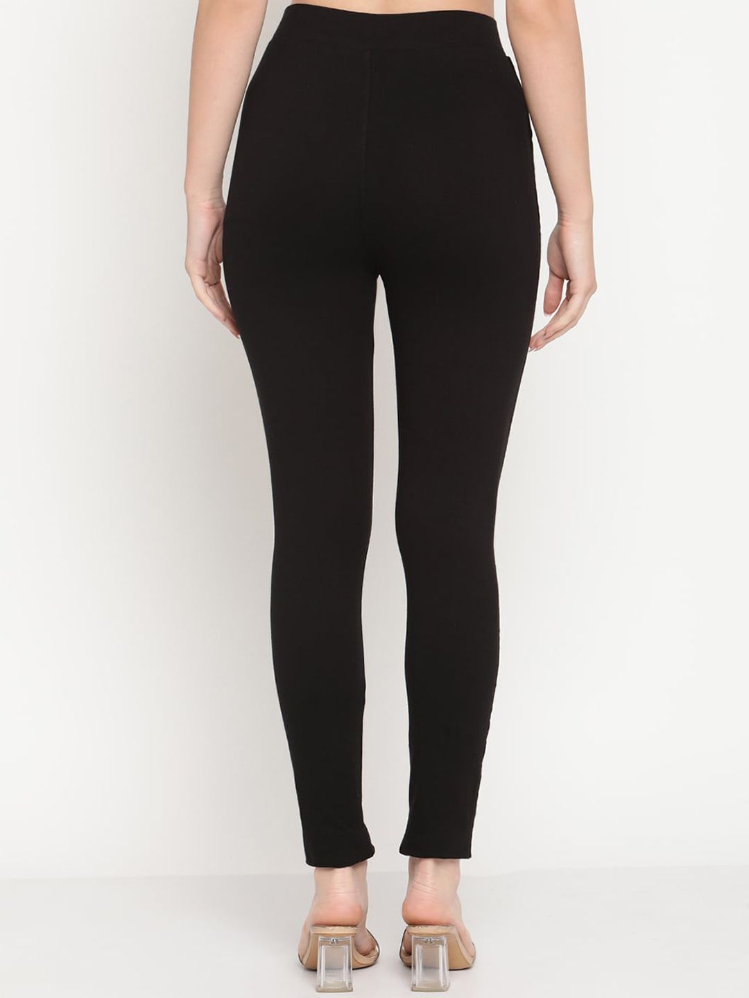 TAG 7 Set Of 2 Maroon & Black Solid Leggings - Distacart