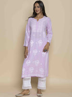 Thumbnail for HOUSE OF KARI Floral Embroidered Chikankari Straight Kurta - Distacart