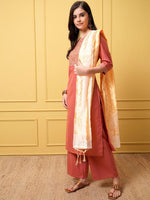 Thumbnail for Vishudh Women Floral Embroidered Regular Kurta with Palazzos & With Dupatta - Distacart