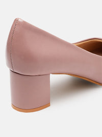 Thumbnail for ELLE Mauve Solid Block Pumps