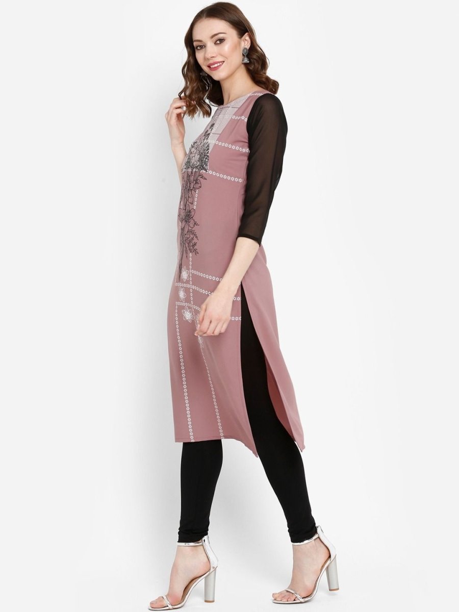 Ahalyaa Women Mauve Printed Straight Kurta