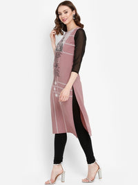 Thumbnail for Ahalyaa Women Mauve Printed Straight Kurta