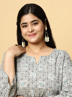 Thumbnail for Sztori Plus Size Ethnic Motifs Printed Pure Cotton Kurta & Trouser - Distacart