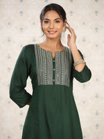 Thumbnail for Ode by House of Pataudi Round Neck Thread Work Kurta - Distacart