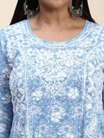 Thumbnail for HOUSE OF KARI Floral Embroidered Chikankari Cotton Anarkali Kurta - Distacart