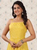 Thumbnail for Ode by House of Pataudi Floral Printed Shoulder Straps Anarkali Kurta - Distacart