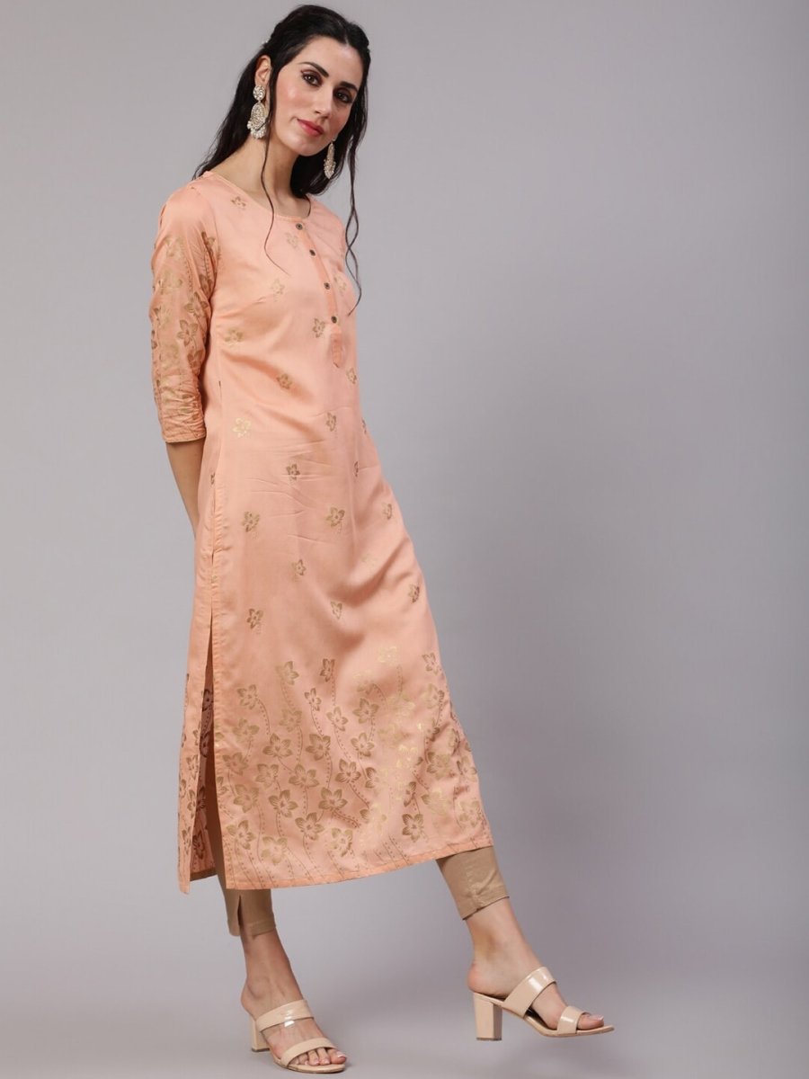 Aks Ethnic Motifs Printed Chanderi Silk Straight Kurta - Distacart