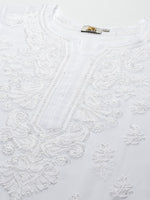 Thumbnail for ADA Women White Ethnic Motifs Regular Chikankari Handloom Kurta with Palazzos - Distacart