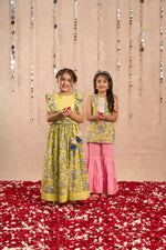 Thumbnail for Lil Drama Girls Choli with Ghaghra Set - Yellow - Distacart